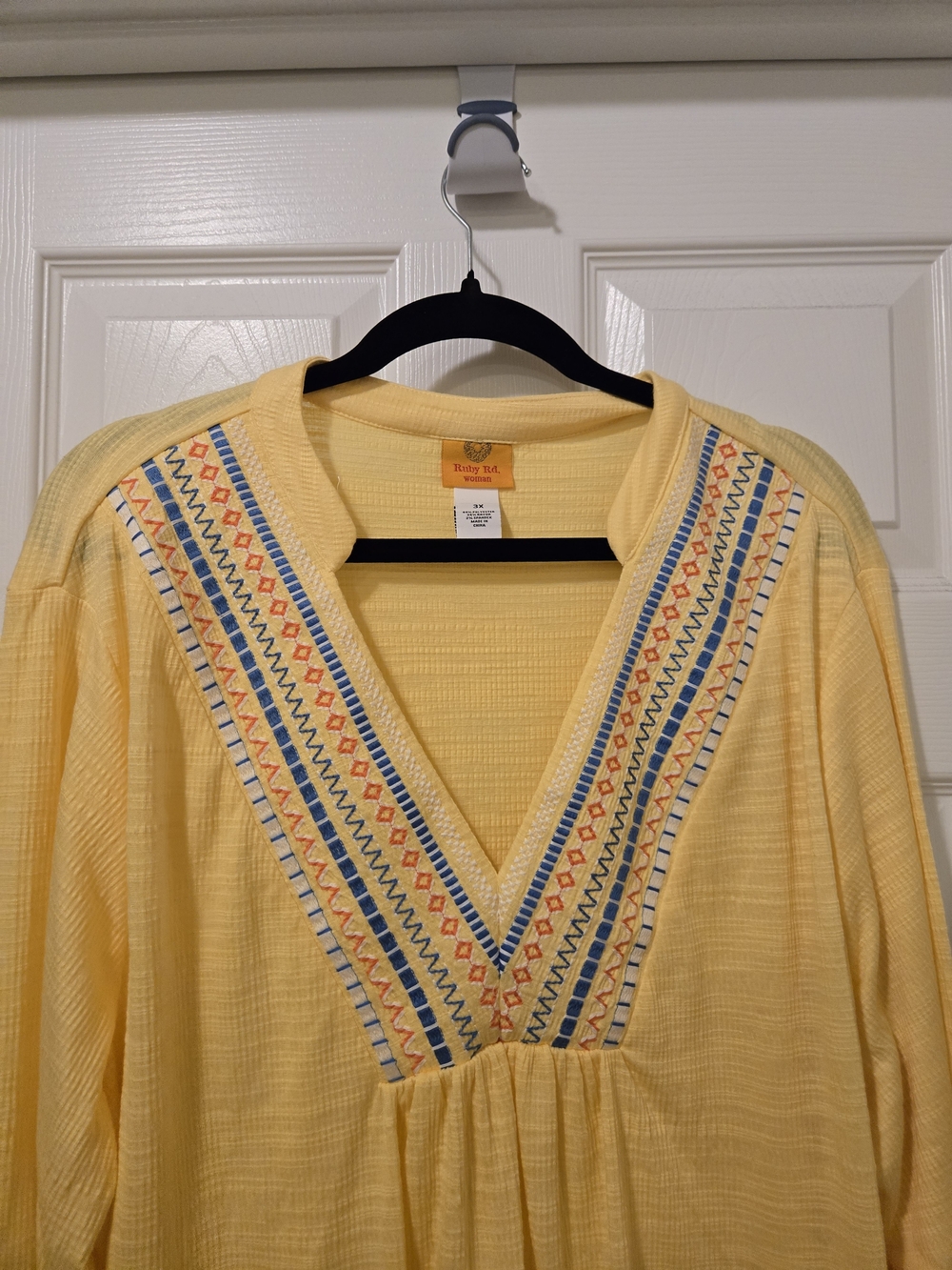 Ruby Rd. Yellow Embroidered V-Neck Tunic - Picture 8 of 8